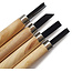 Set completo di sgorbie manuali da 4 pezzi per bonsai, intaglio e lavori di precisione con lame in acciaio resistenti e manici in legno naturale