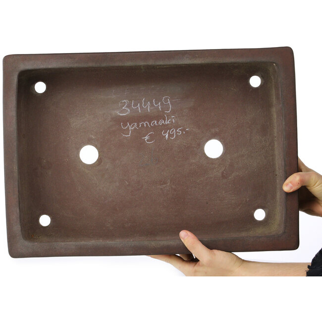Rectangular unglazed bonsai pot by Yamaaki - 455 x 315 x 105 mm