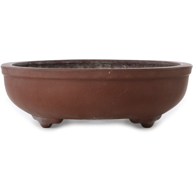 Oval unglazed bonsai pot by Yamaaki - 470 x 357 x 105 mm