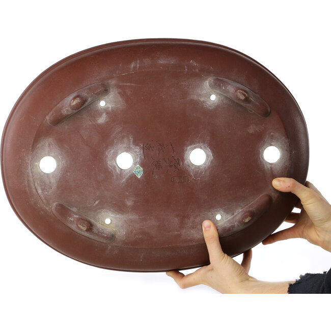 Pot à bonsaï ovale non émaillé de Yamaaki - 470 x 357 x 105 mm