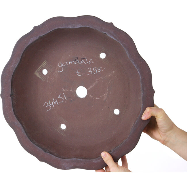 Lotus unglazed bonsai pot by Yamaaki - 385 x 385 x 95 mm