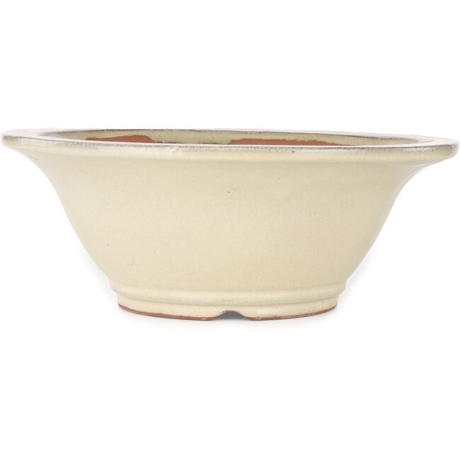 Round beige bonsai pot - 352 x 352 x 132 mm