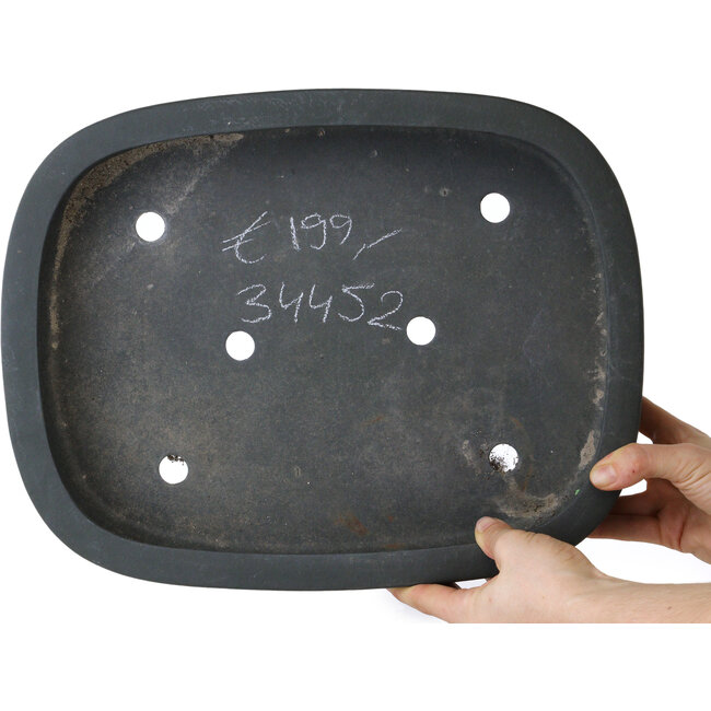 Oval unglazed bonsai pot - 363 x 285 x 73 mm