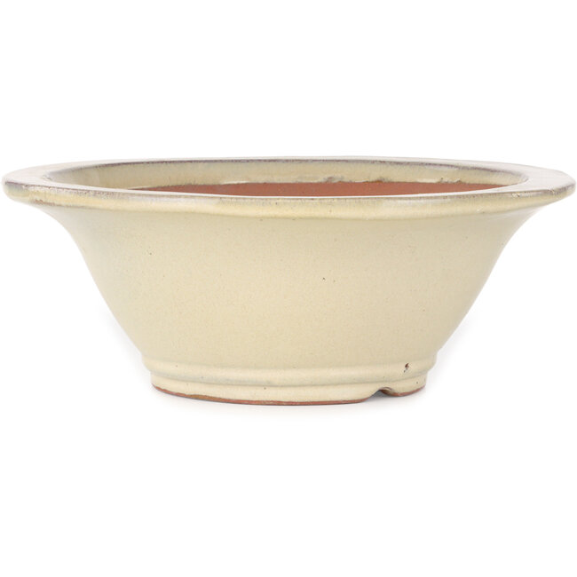 Round beige bonsai pot - 352 x 352 x 132 mm