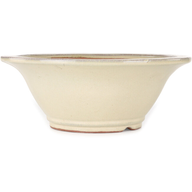 Round beige bonsai pot - 352 x 352 x 132 mm
