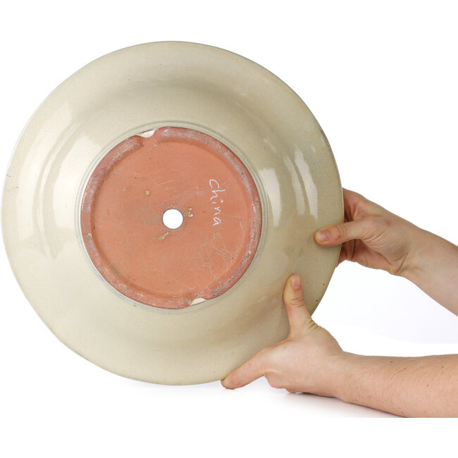 Ronde beige bonsaipot - 352 x 352 x 132 mm