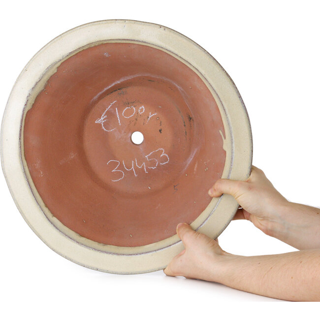 Pot à bonsaï rond beige - 352 x 352 x 132 mm