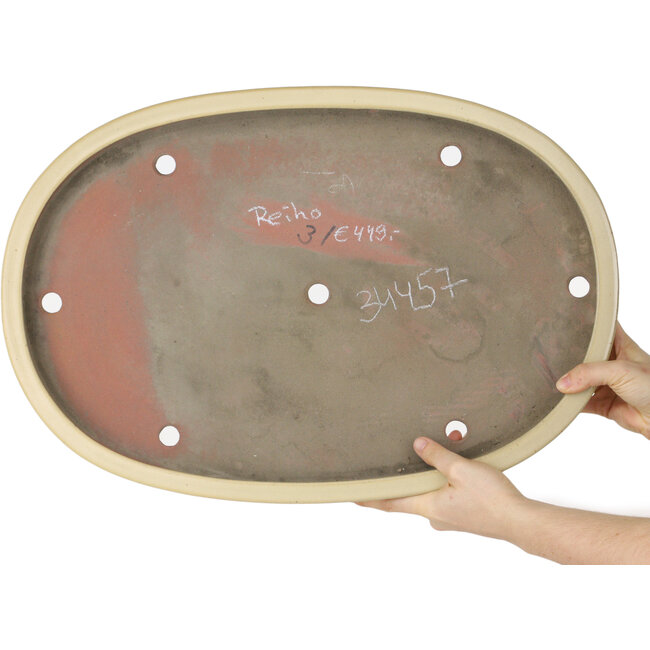 Ovale beige bonsaipot van Reiho - 545 x 370 x 50 mm