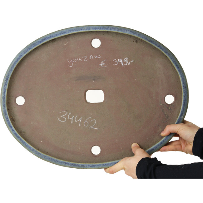 Ovale blauwe bonsaipot van Eime Yozan - 450 x 345 x 35 mm