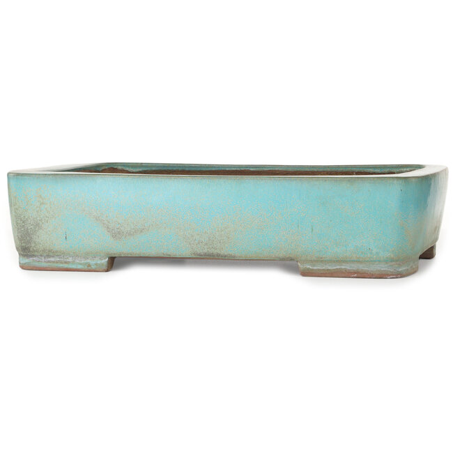 Rectangular turquoise bonsai pot by Kakuzan - 470 x 340 x 105 mm