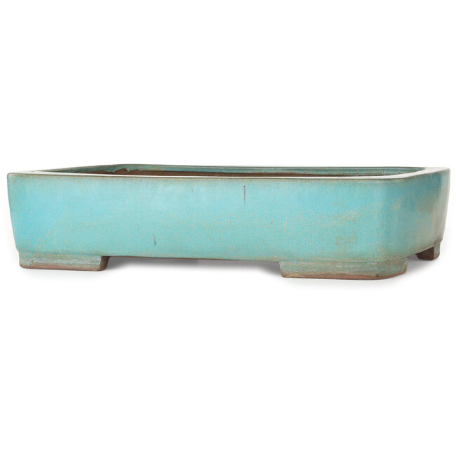Maceta rectangular turquesa para bonsái de Kakuzan - 470 x 340 x 105 mm
