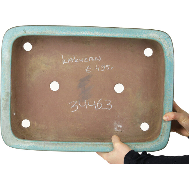 Rectangular turquoise bonsai pot by Kakuzan - 470 x 340 x 105 mm