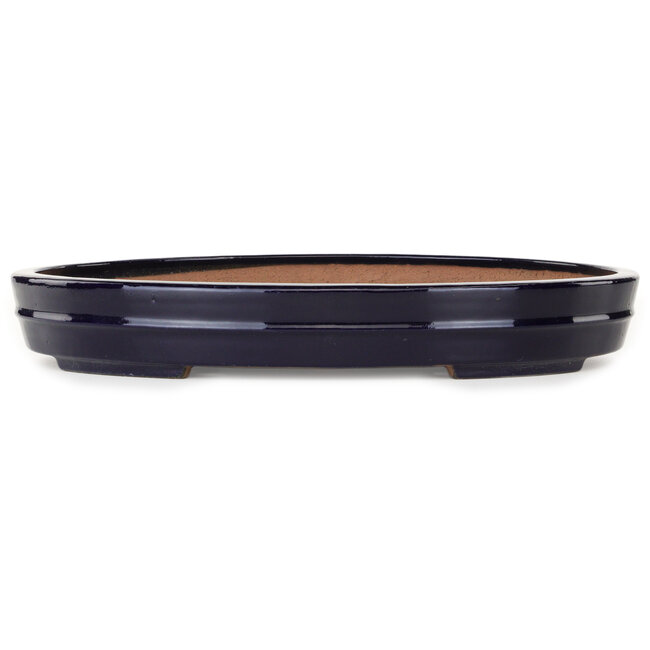 Vaso bonsai ovale blu scuro di Yamafusa - 403 x 315 x 55 mm