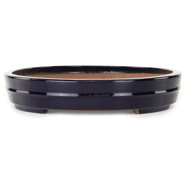 Pot à bonsaï ovale bleu foncé de Yamafusa - 403 x 315 x 55 mm