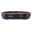 Oval dark blue bonsai pot by Yamafusa - 403 x 315 x 55 mm