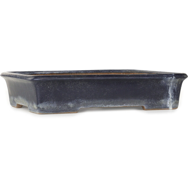 Rectangular dark blue bonsai pot by Yamafusa - 345 x 260 x 75 mm