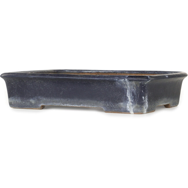 Maceta rectangular para bonsái azul oscuro de Yamafusa - 345 x 260 x 75 mm