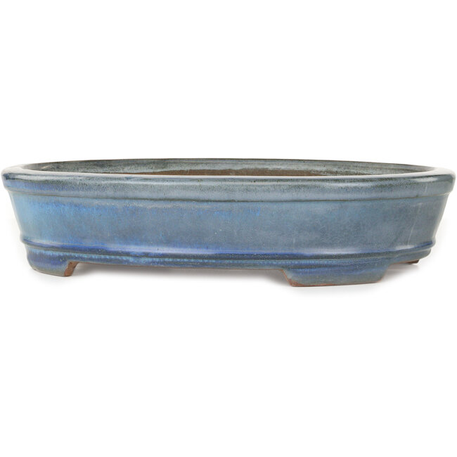 Ovale blauwe bonsaipot van Gyouzan - 425 x 355 x 90 mm