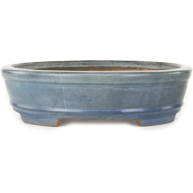 Ovaler blauer Bonsai-Topf von Gyouzan - 425 x 355 x 90 mm