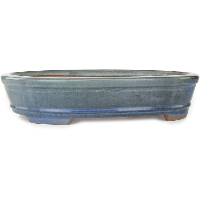 Pot à bonsaï ovale bleu de Gyouzan - 425 x 355 x 90 mm