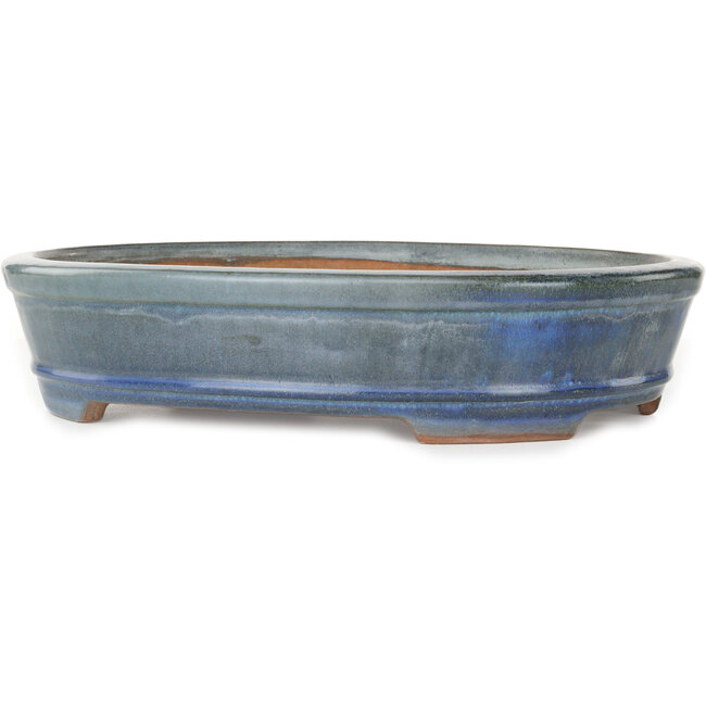 Pot à bonsaï ovale bleu de Gyouzan - 425 x 355 x 90 mm