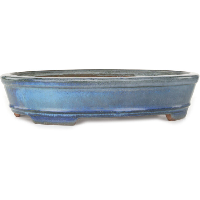 Ovale blauwe bonsaipot van Gyouzan - 425 x 355 x 90 mm