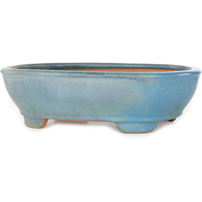 Ovale blauwe bonsaipot van Gyouzan - 405 x 333 x 115 mm