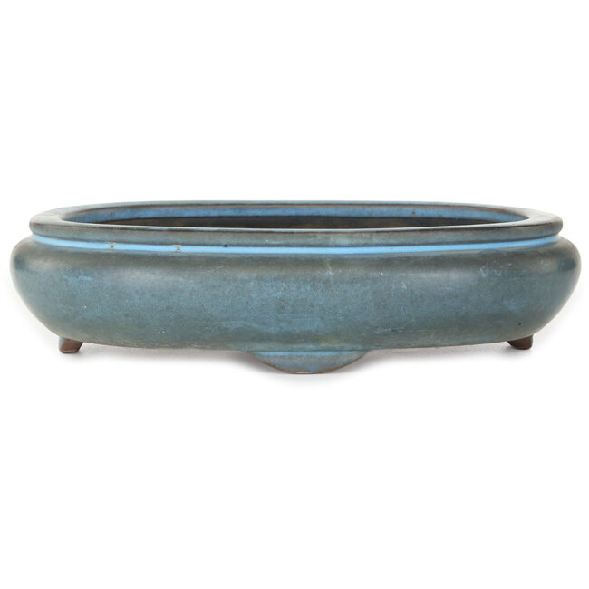 Pot à bonsaï ovale bleu de Tosho - 310 x 260 x 75 mm