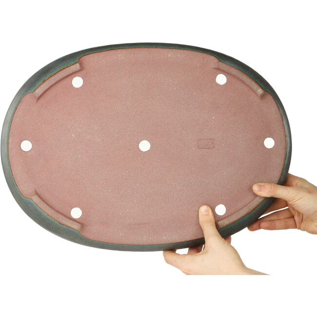 Ovale blauwe bonsaipot van Reiho - 415 x 295 x 45 mm