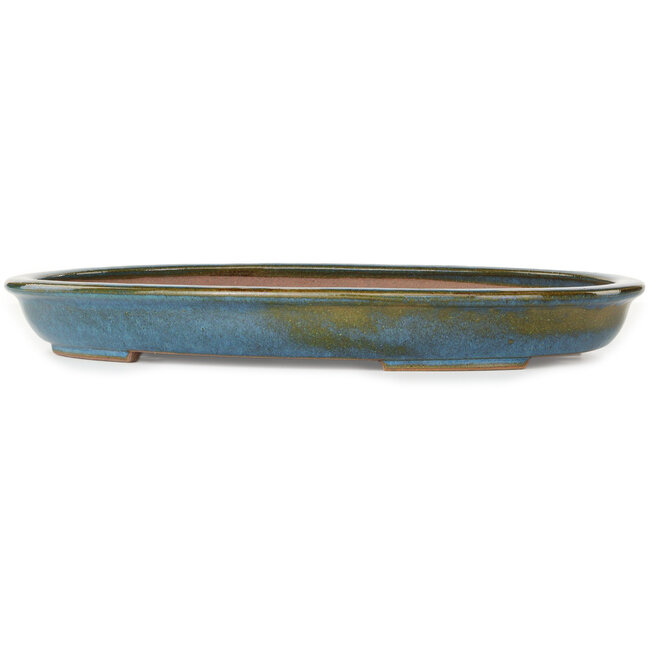 Pot à bonsaï ovale bleu de Reiho - 455 x 330 x 53 mm