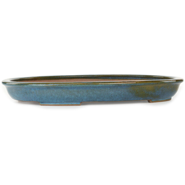 Pot à bonsaï ovale bleu de Reiho - 455 x 330 x 53 mm