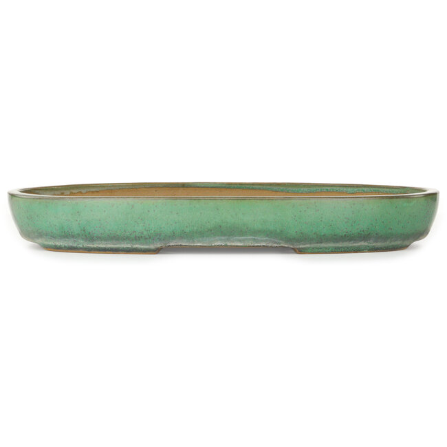Pot à bonsaï ovale vert de Yamafusa - 465 x 320 x 58 mm
