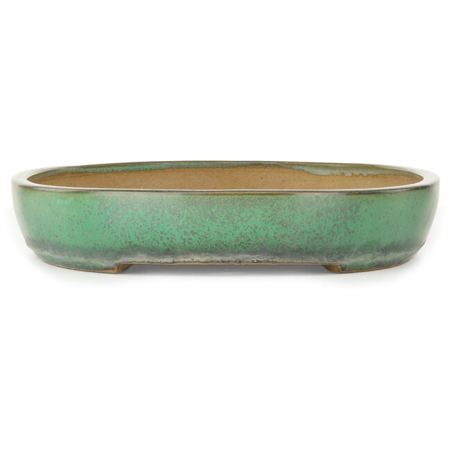 Oval green bonsai pot by Yamafusa - 465 x 320 x 58 mm
