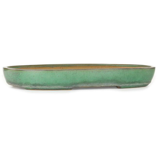 Pot à bonsaï ovale vert de Yamafusa - 465 x 320 x 58 mm