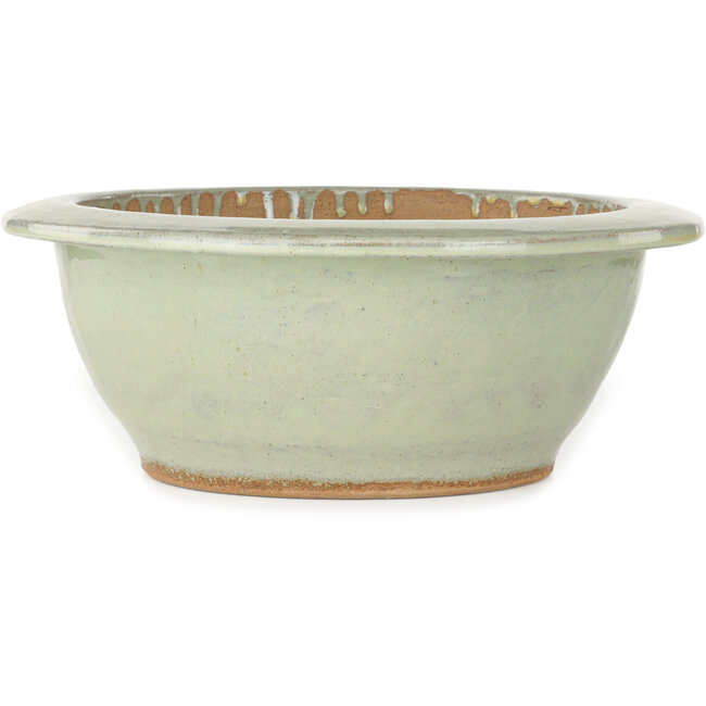 Maceta redonda de bonsái de color beige a amarillo de Koyou - 345 x 345 x 135 mm