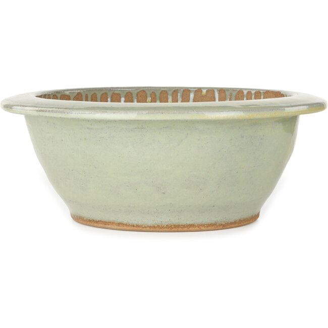 Maceta redonda de bonsái de color beige a amarillo de Koyou - 345 x 345 x 135 mm