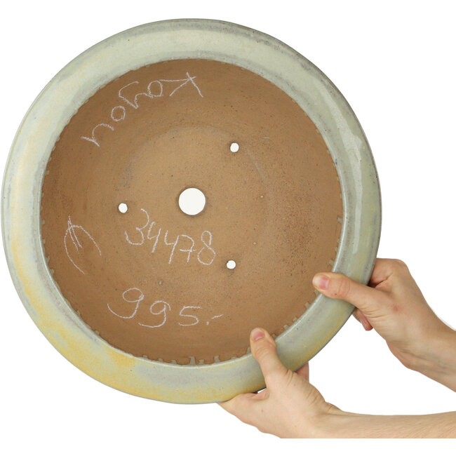 Runder beige-gelber Bonsai-Topf von Koyou - 345 x 345 x 135 mm