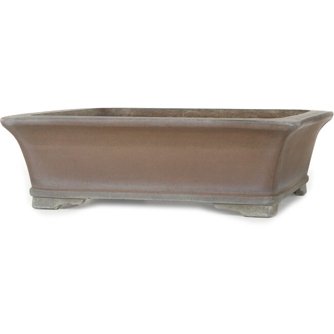 Rectangular unglazed bonsai pot by Gyouzan - 450 x 395 x 137 mm