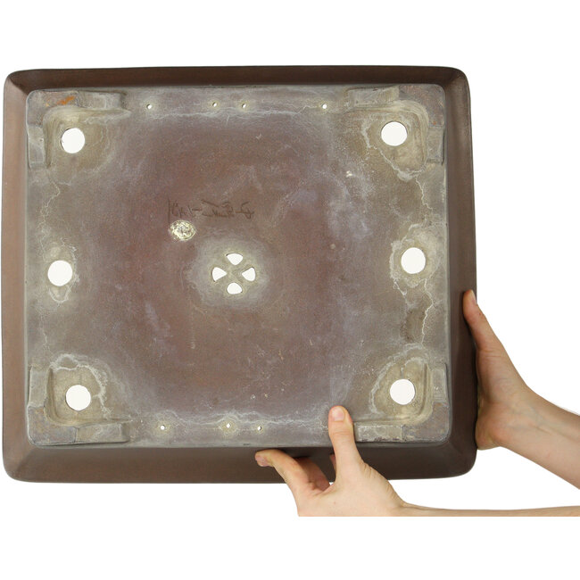 Maceta rectangular sin esmaltar para bonsái de Gyouzan - 450 x 395 x 137 mm