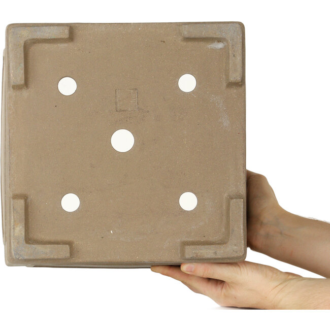 Square unglazed bonsai pot - 285 x 285 x 203 mm