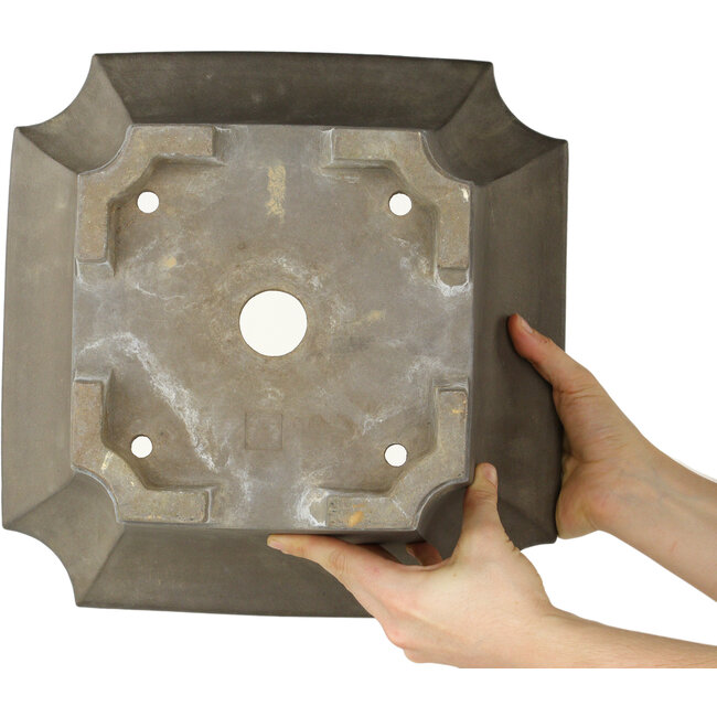 Square unglazed bonsai pot - 335 x 335 x 205 mm