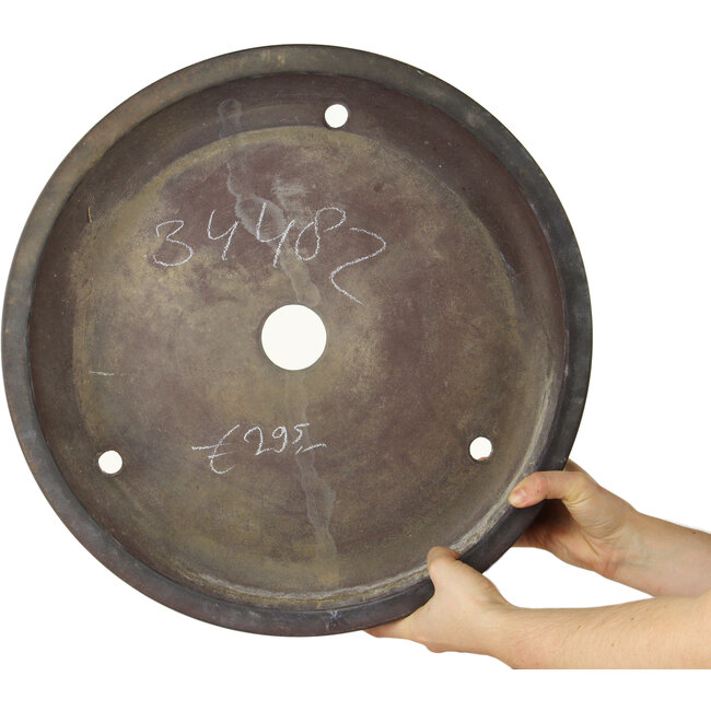 Pot à bonsaï rond non émaillé de style drumpot - 455 x 455 x 93 mm