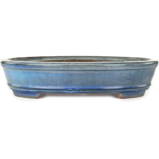 Gyouzan - Yukizyou Nakano & Yuuji Nakano Ovale blauwe bonsaipot van 425 mm van Gyouzan, Tokoname, Japan