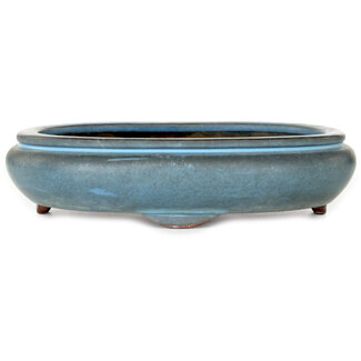 Tosho Ovale blauwe bonsaipot van 310 mm van Tosho, Tokoname, Japan