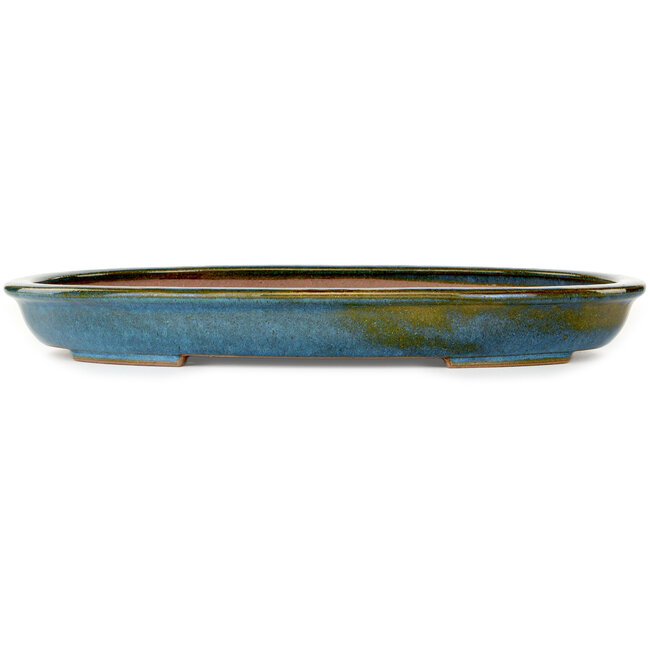 Ovale blauwe bonsaipot van Reiho - 455 x 330 x 53 mm