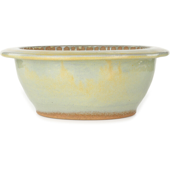 Vaso bonsai rotondo beige-giallo di Koyou - 345 x 345 x 135 mm