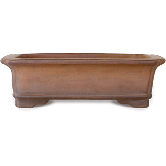 Gyouzan - Yukizyou Nakano & Yuuji Nakano 430 mm rectangular unglazed bonsai pot by Gyouzan, Tokoname, Japan