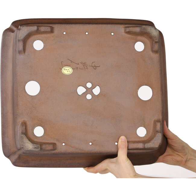 Maceta rectangular sin esmaltar para bonsái de Gyouzan - 430 x 385 x 125 mm