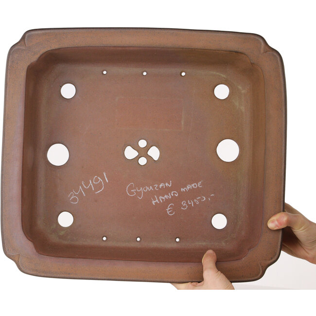 Pot à bonsaï rectangulaire non émaillé de Gyouzan - 430 x 385 x 125 mm