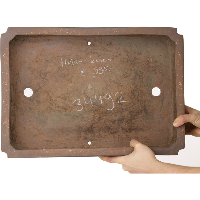 Maceta rectangular para bonsái sin esmaltar de Heian Kosen - 460 x 320 x 78 mm